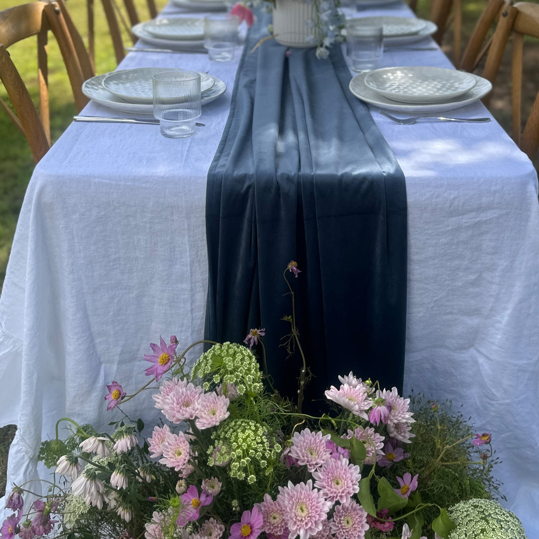 Blue Velvet Long Table Runner - 4.5m