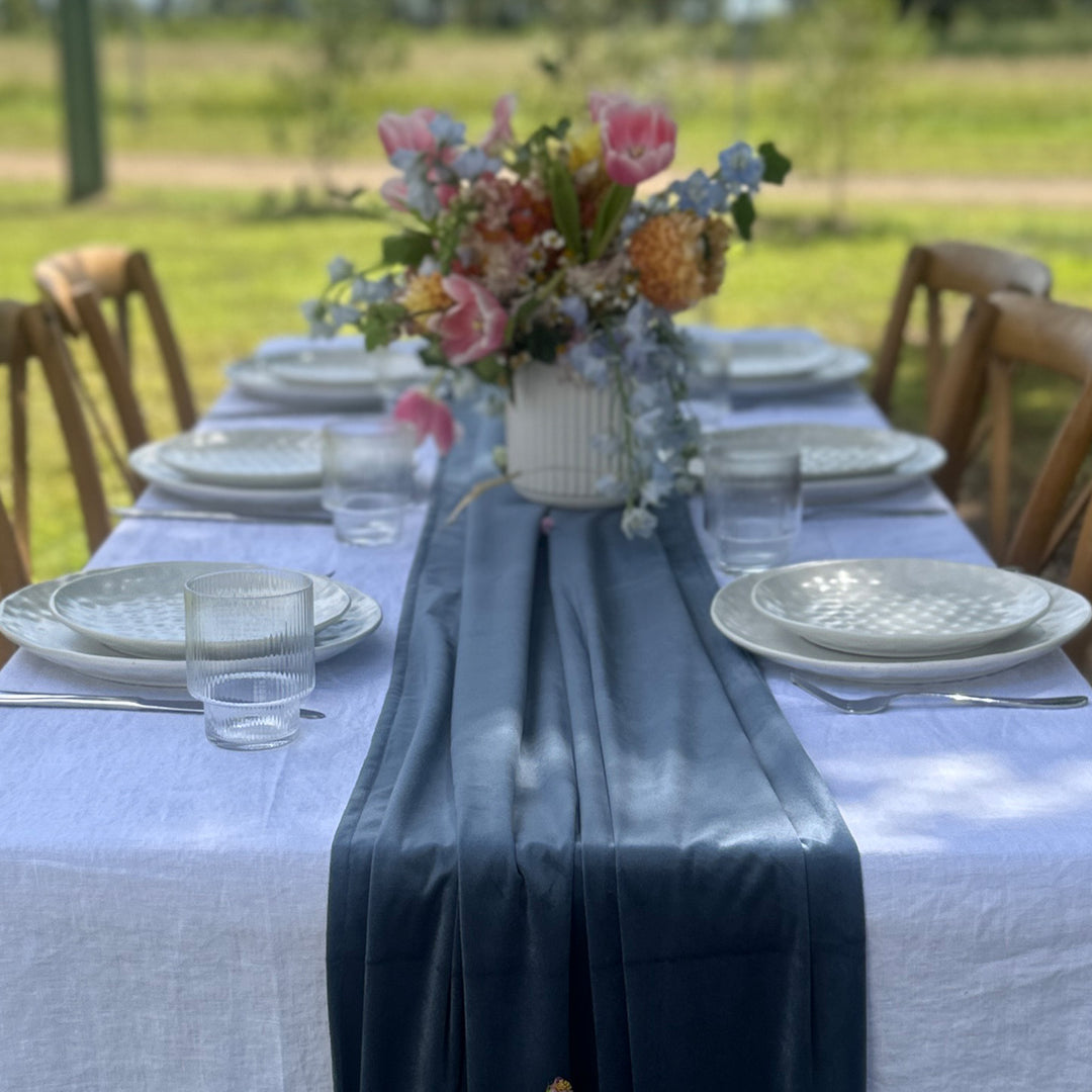 Blue Velvet Long Table Runner - 4.5m