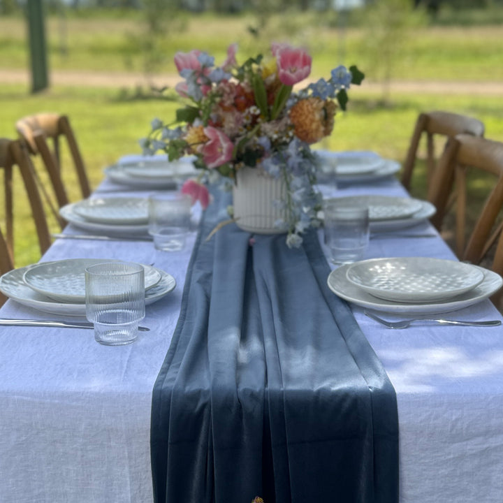 Blue Velvet Long Table Runner - 4.5m