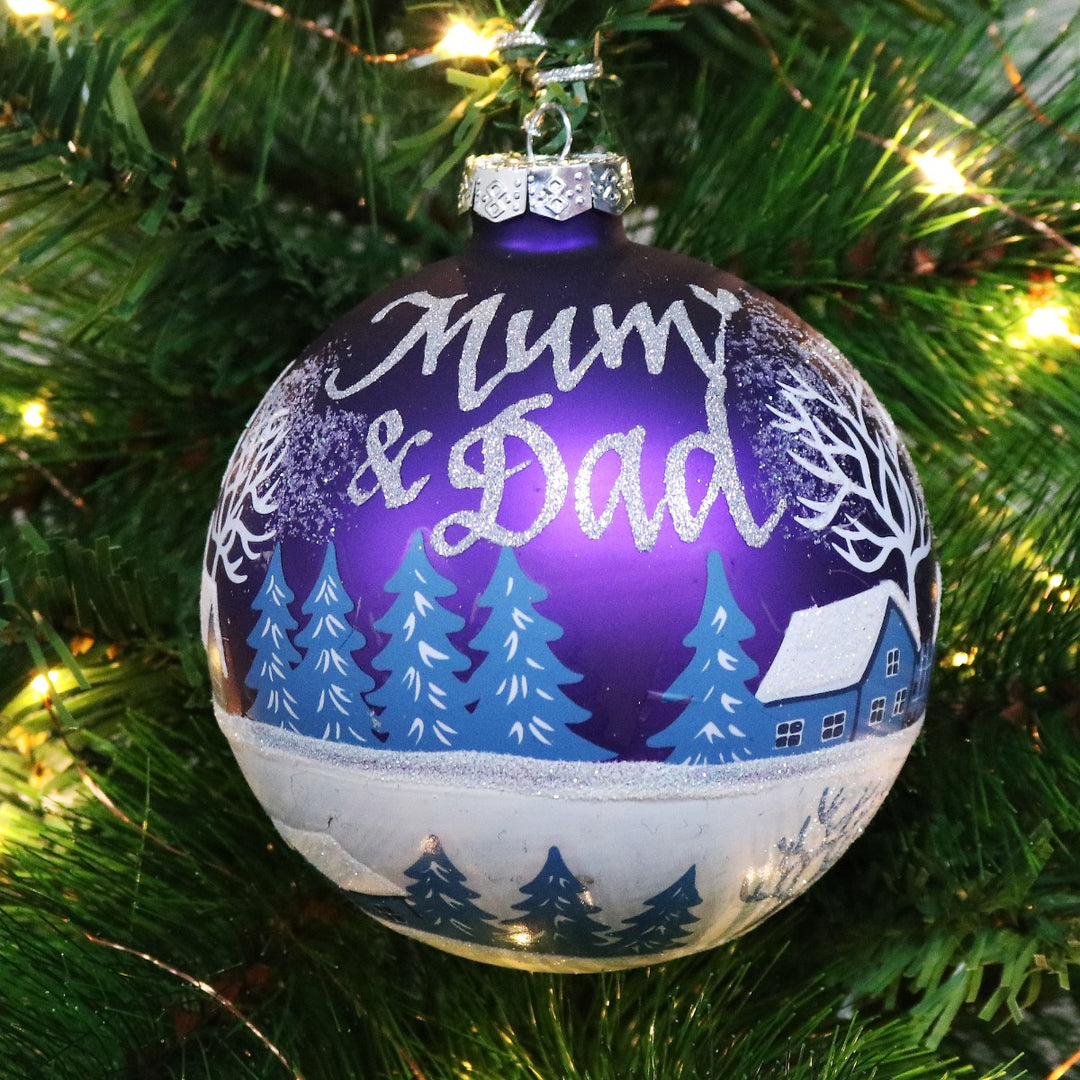 Blue Winter Church Christmas Bauble