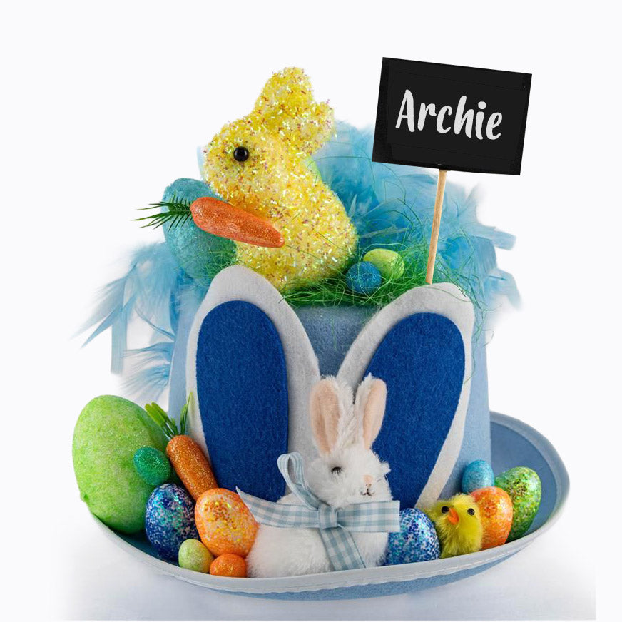Personalised Blue Felt Bunny Easter Hat