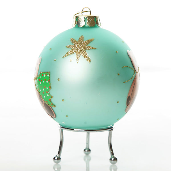 Teal Christmas Bear with Tree Bauble