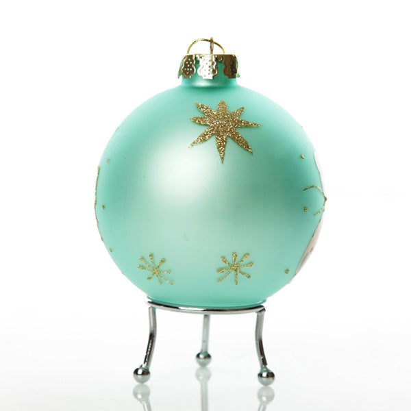 Teal Christmas Bear with Tree Bauble