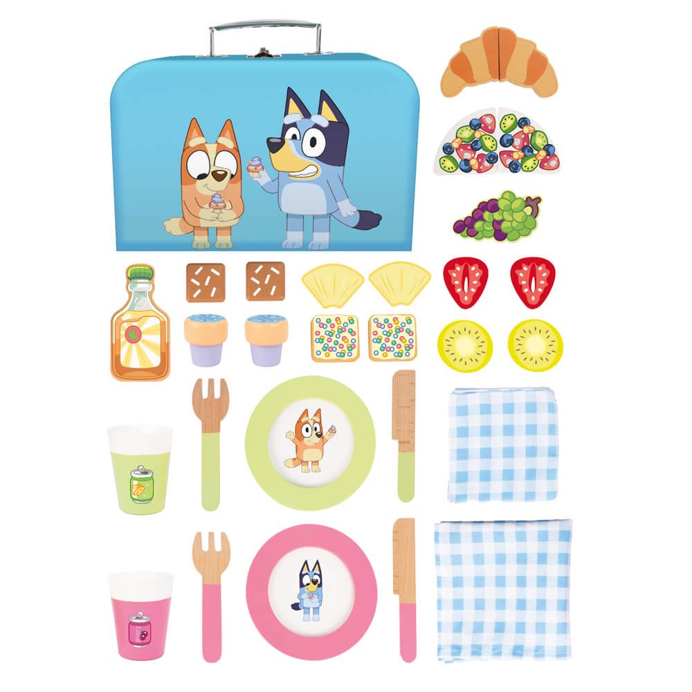 Bluey Wooden Picnic Set 30 Piece Role Play Toy