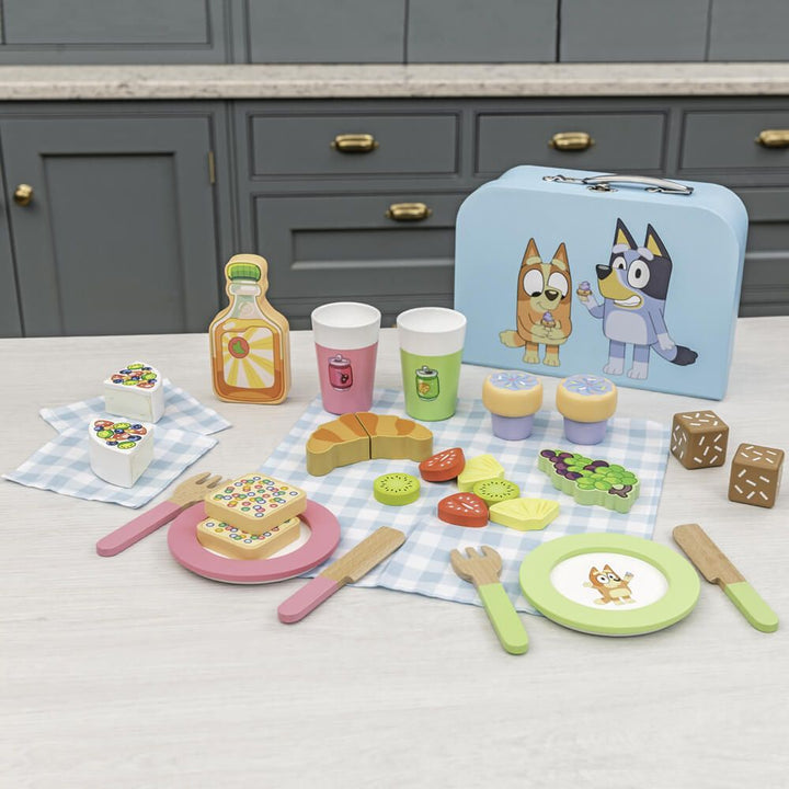 Bluey Wooden Picnic Set 30 Piece Role Play Toy