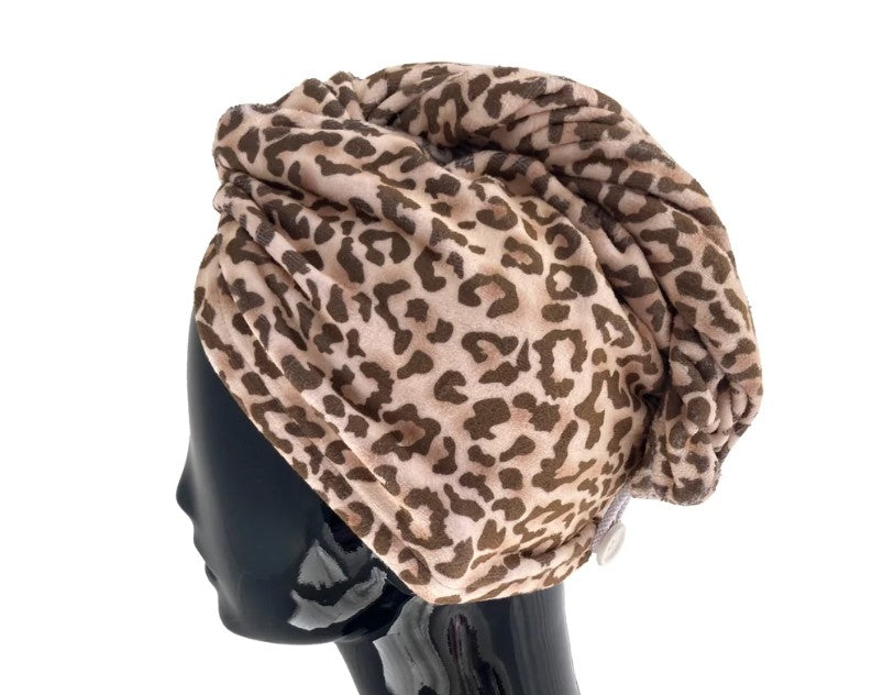 Bluhen Leopard Microfiber Hair Wrap