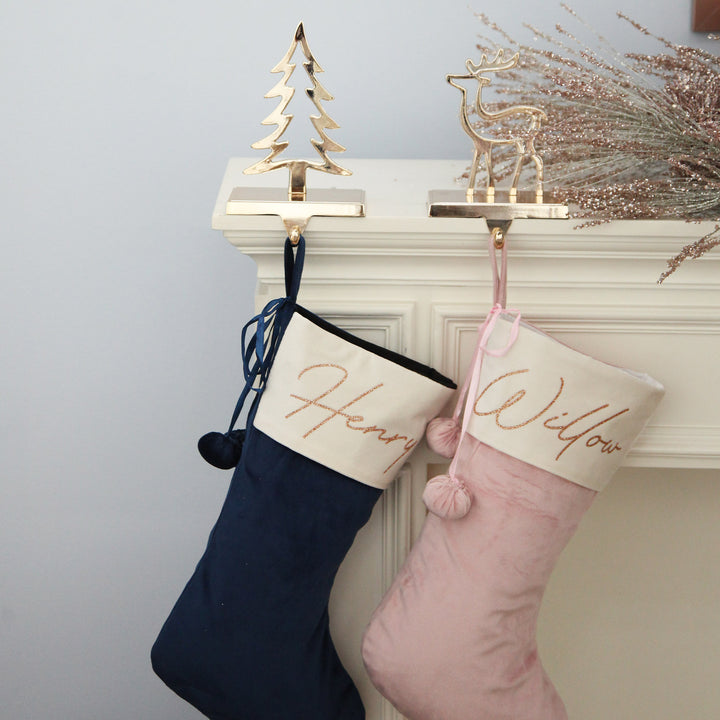 Personalised Blue Velvet Christmas Stocking
