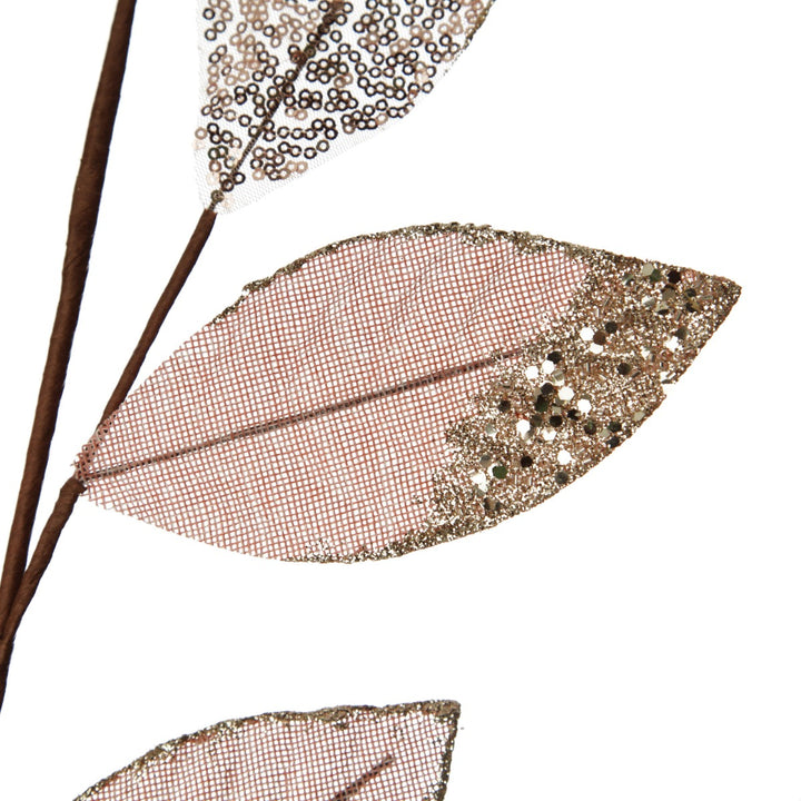 Blush Mixed Leaf Burlap Sequin Spray