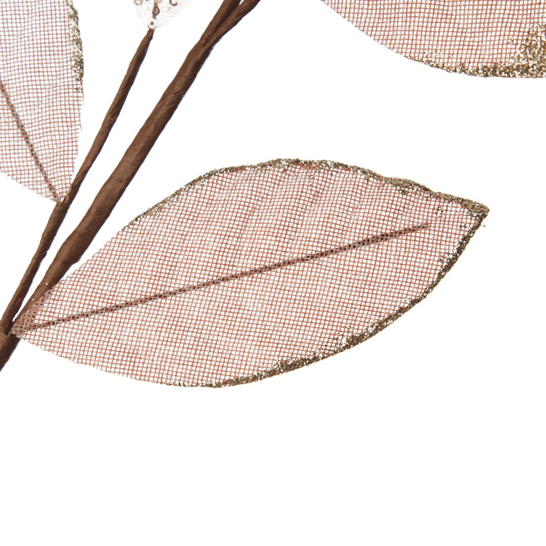 Blush Mixed Leaf Burlap Sequin Spray Leaves detail