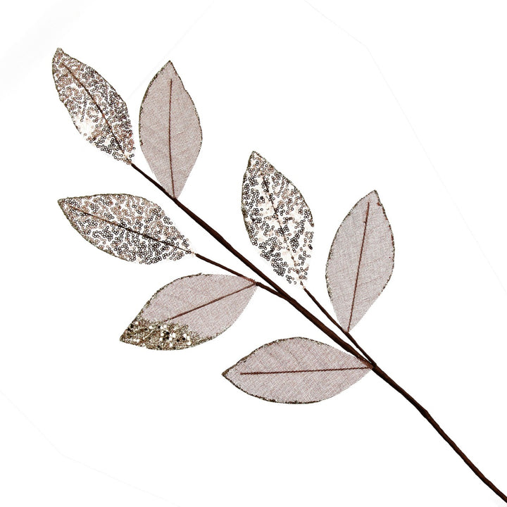 Blush Mixed Leaf Burlap Sequin Spray