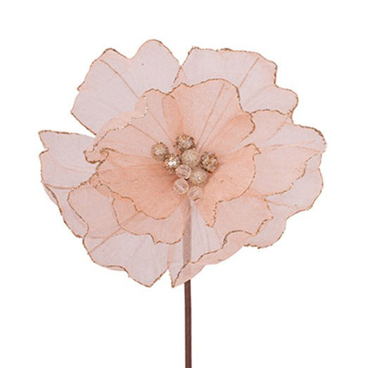 Blush Pink Magnolia Stem With Glitter Edge 28cm (L)