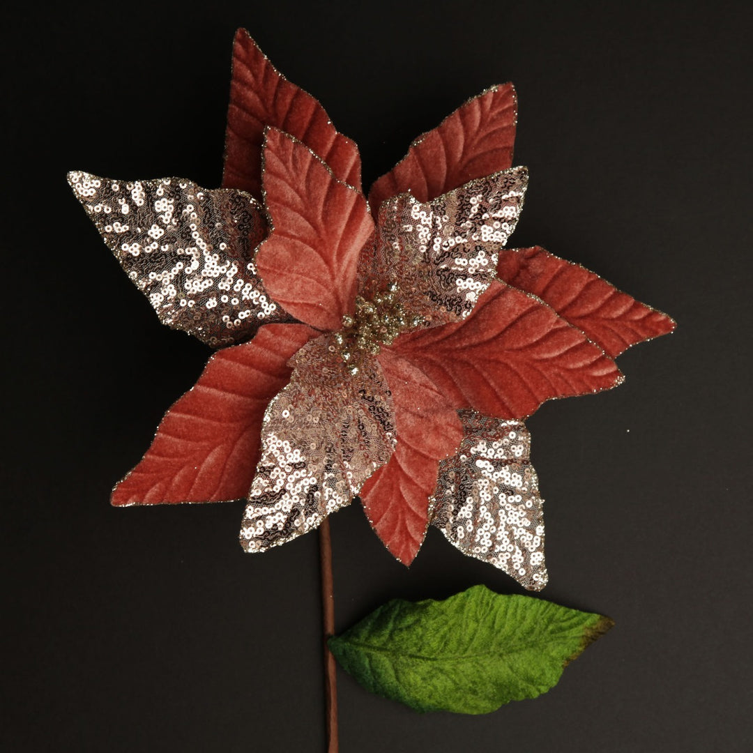 Blush Velvet Sequin Flower with Black Background