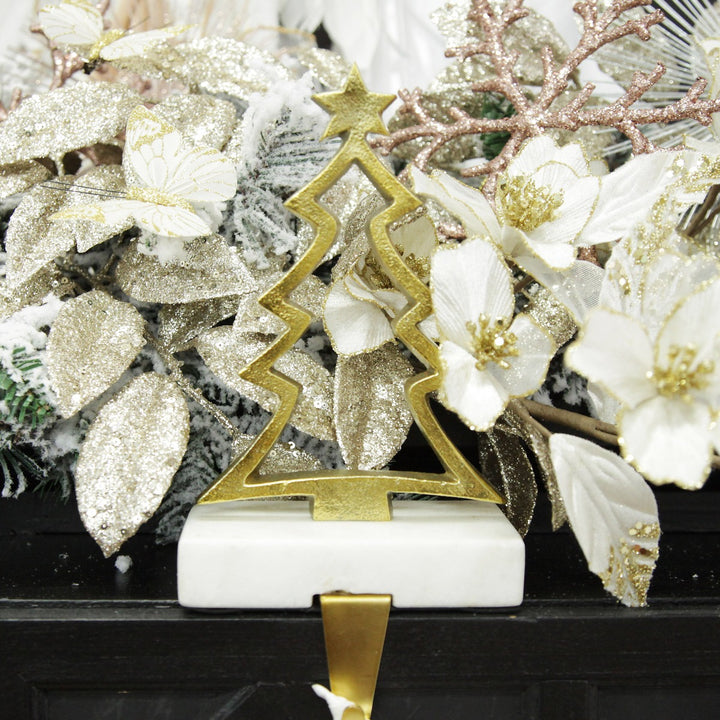 Hollow Raw Gold Tree Stocking Hanger with Quartz Base