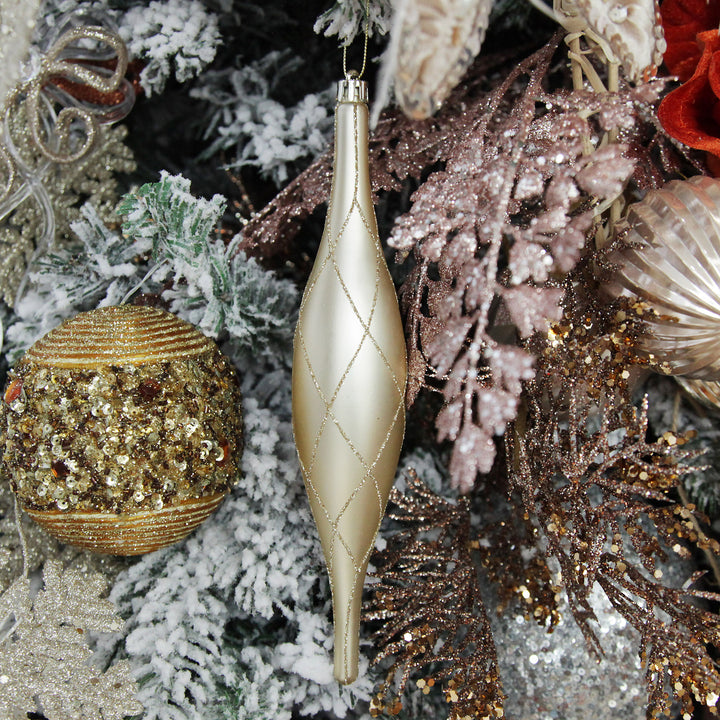 Large Champagne Christmas Long Drop Decoration - Set of 3