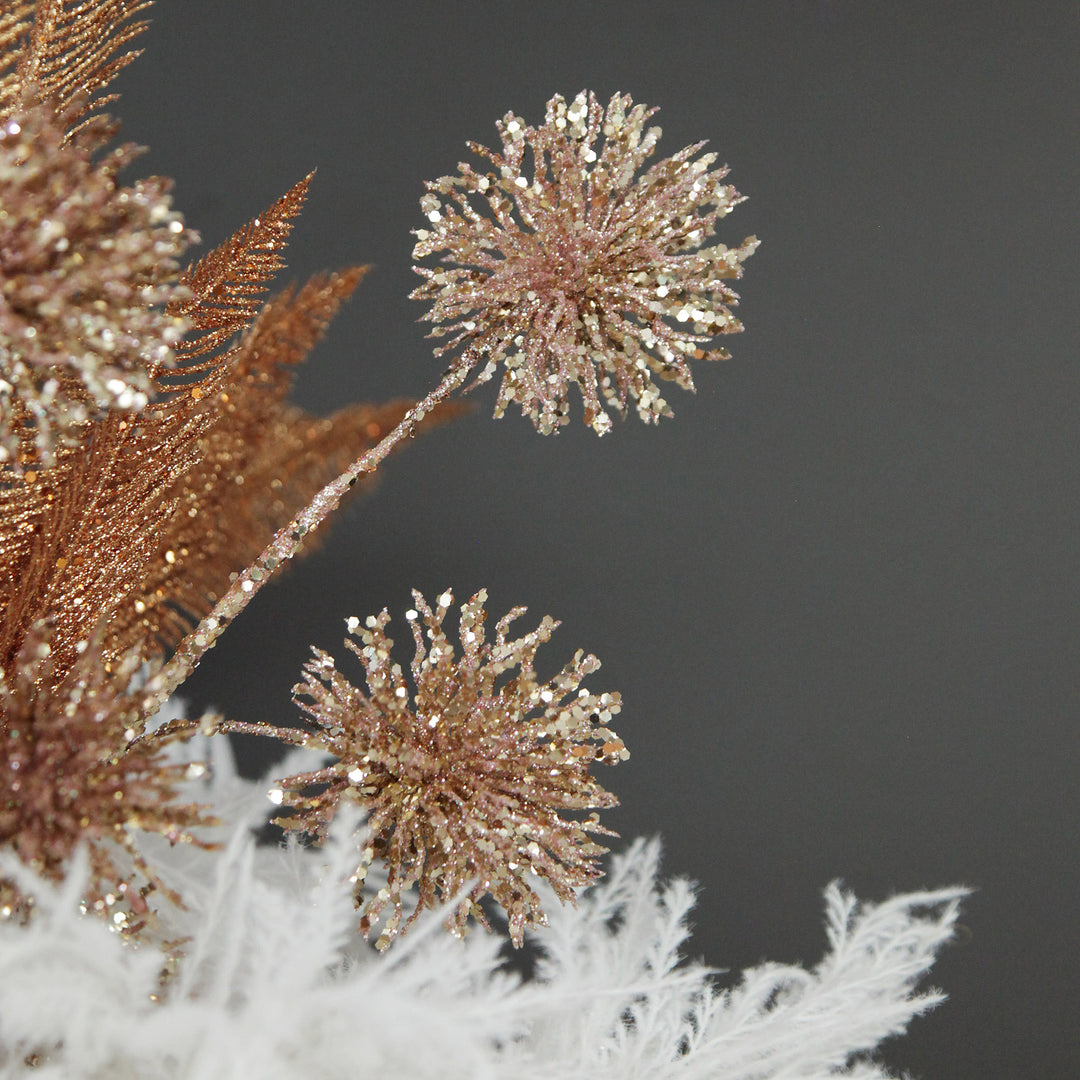 Rose Gold Sequin Puff Flower Spray