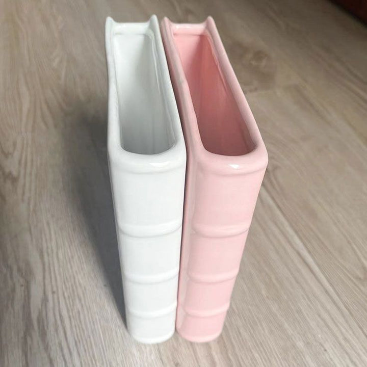 Pink Book Planter with Decal 21cm(h)