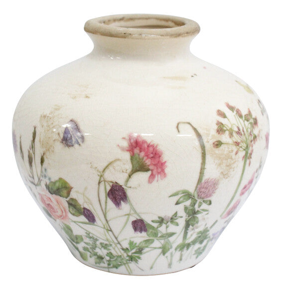 Botanical Crackle Glazed Vase