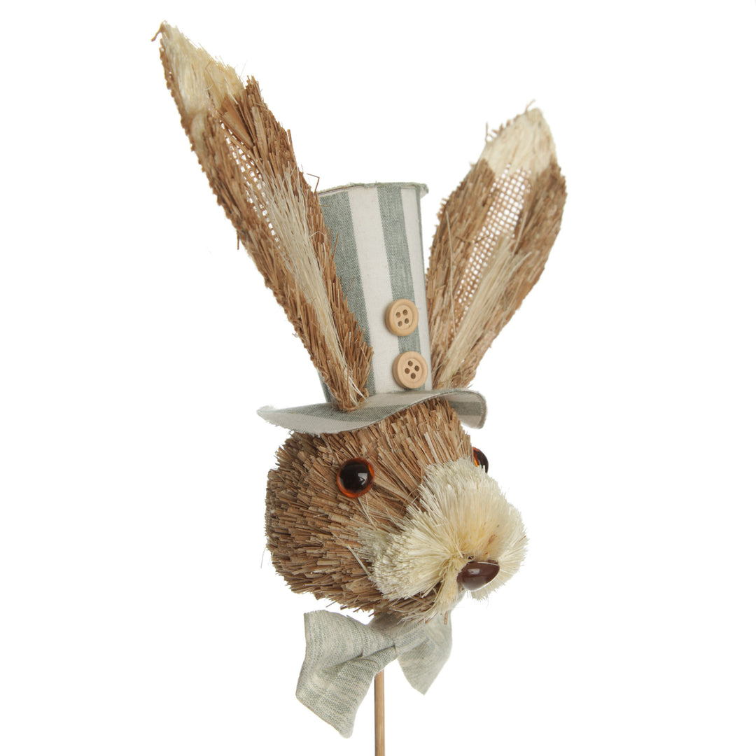 Straw Bunny Head Pick with Top Hat