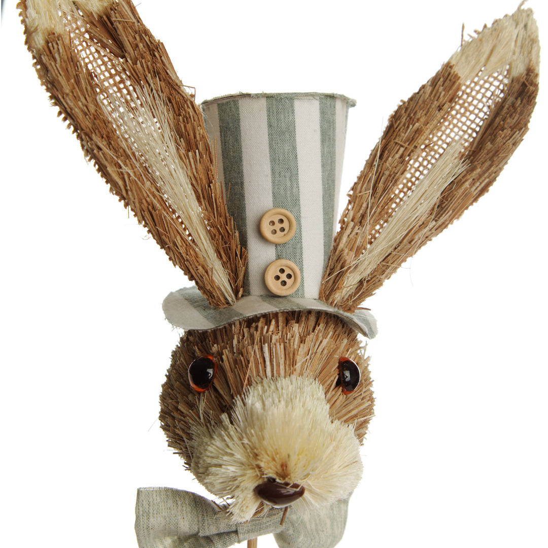 Straw Bunny Head Pick with Top Hat