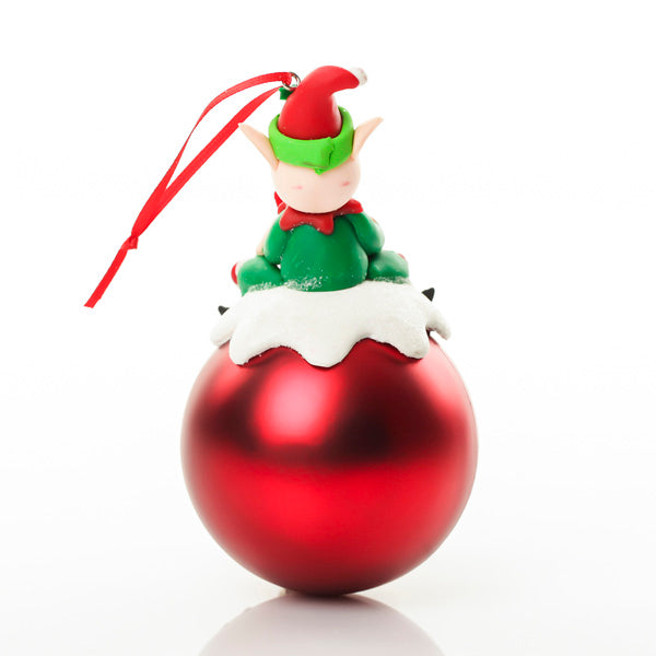 Personalised Boy Elf Christmas Character Bauble Back