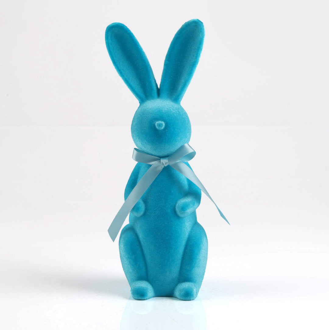 Bright Blue Flocked Easter Bunny Ornament - Medium 30cm (H)