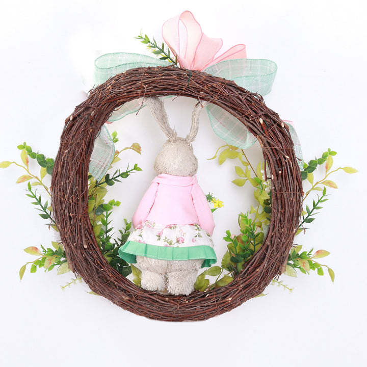 Bright Easter Pink Ms Bunny Floral Wreath