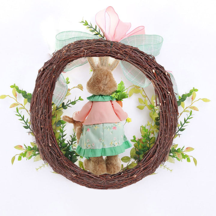 Bright Easter Pink Ms Bunny Floral Wreath