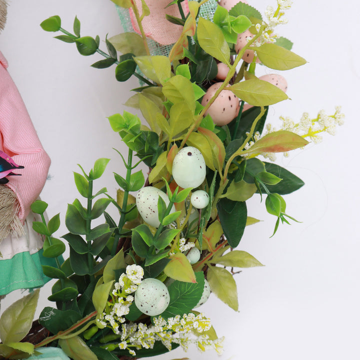 Bright Easter Pink Ms Bunny Floral Wreath