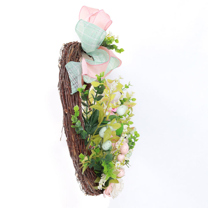 Bright Easter Pink Ms Bunny Floral Wreath