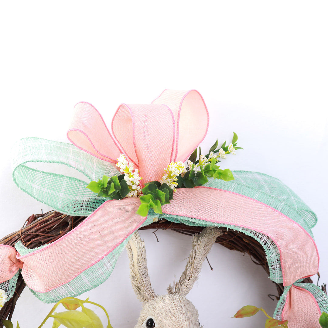 Bright Easter Pink Ms Bunny Floral Wreath