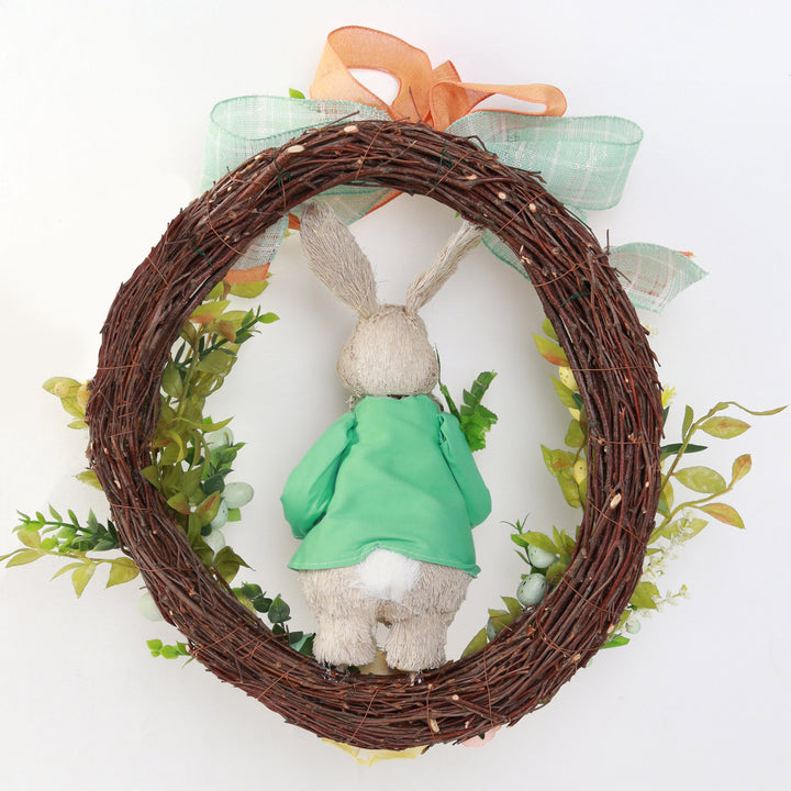 Bright Easter Mint Green Mr Bunny Floral Wreath