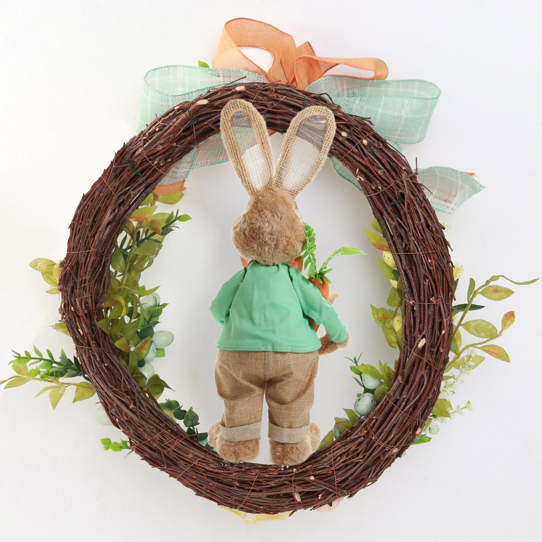 Bright Easter Mint Green Mr Bunny Floral Wreath (