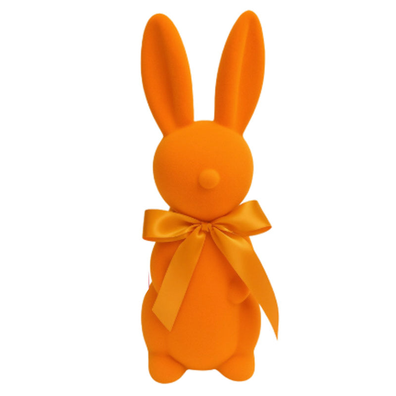 Bright Orange Flocked Easter Bunny Ornament - Large 38cm (H)