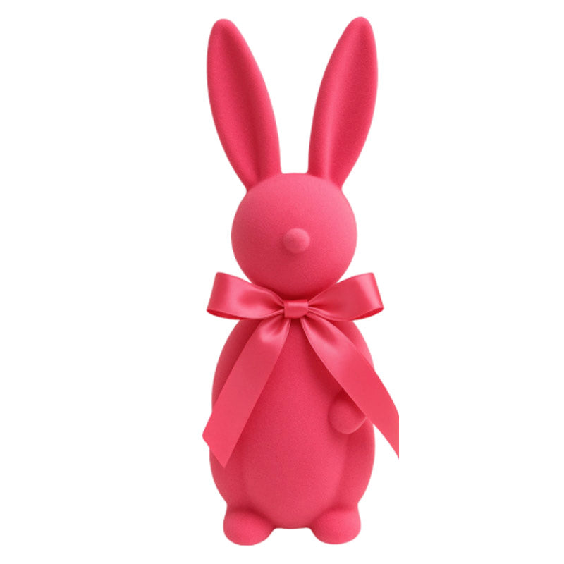 Bright Pink Flocked Easter Bunny Ornament - Large 38cm (H)