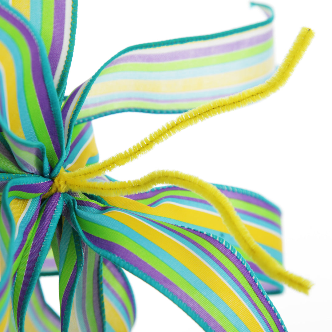 Bright Blue Stripe Happy Easter Plaque and Bow Set