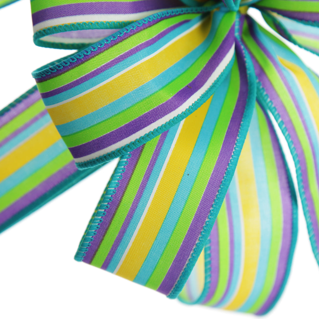 Bright Yellow Stripe Happy Easter Plaque and Bow Set