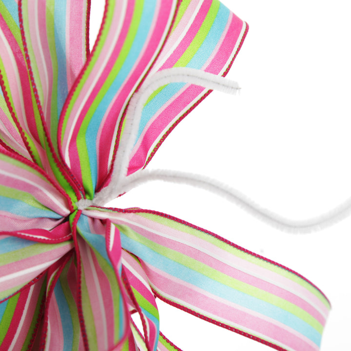 Bright Pink Stripe Happy Easter Plaque and Bow Set Bow Detail