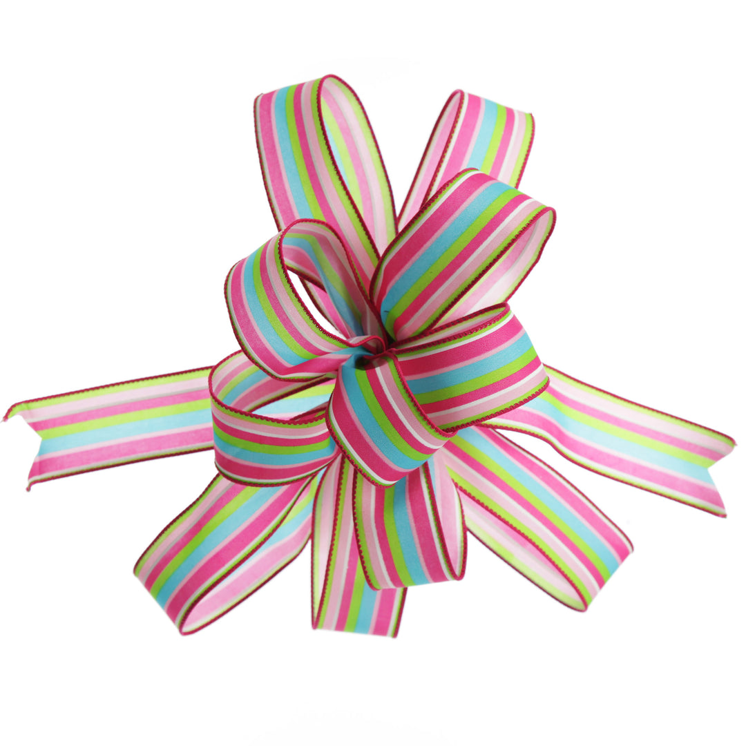 Bright Teal Stripe Happy Easter Plaque and Bow Set