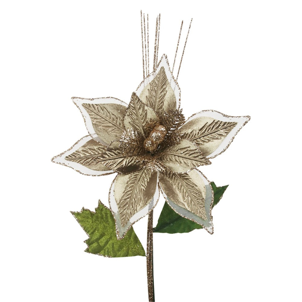 Bronze Poinsettia Flower with Organza Edge 36cm (L)