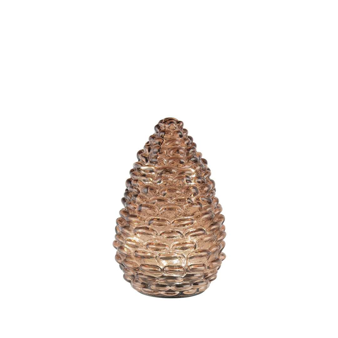 Brown LED Glass Pine Cone - 14.5cm
