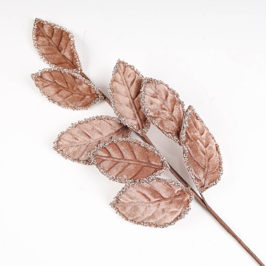 Brown Velvet Leaf Stem - 68cm