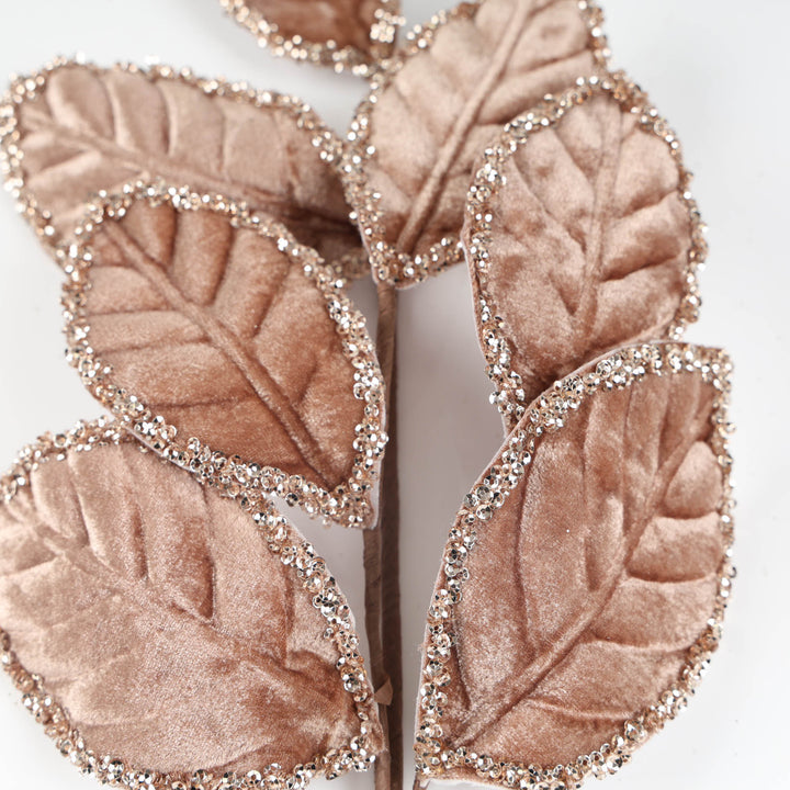 Brown Velvet Leaf Stem - 68cm