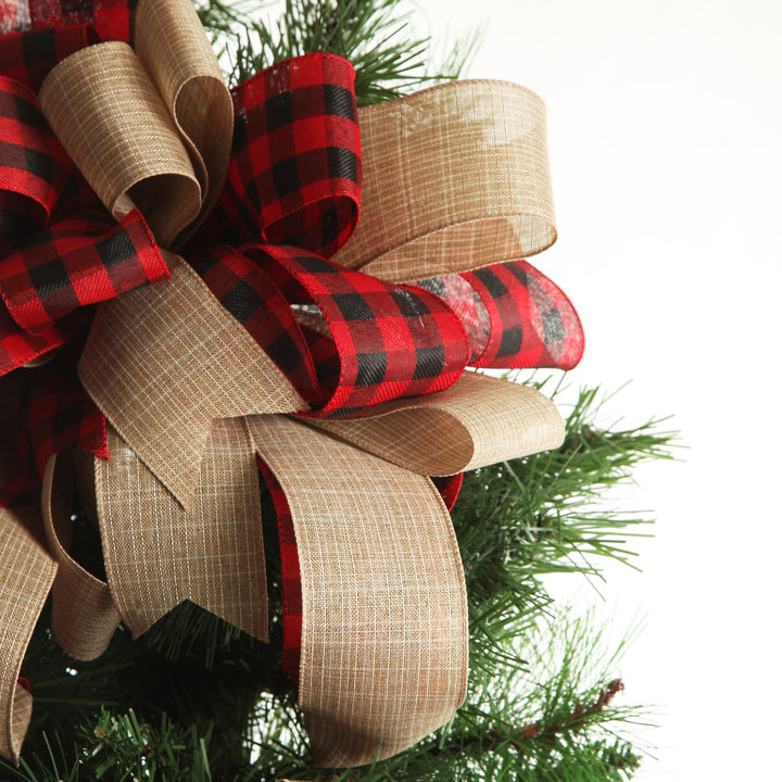 Buffalo Check Deluxe Tree Topper Bow with Streamers