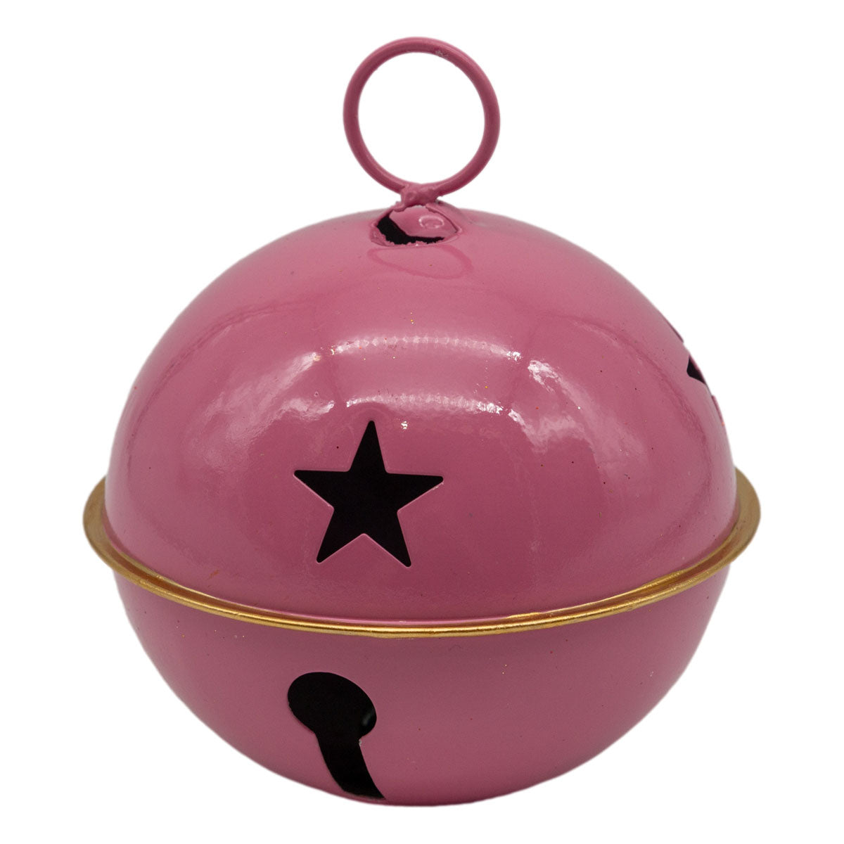 Bubblegum Pink Star Jingle Bell Hanging Ornament 14cm