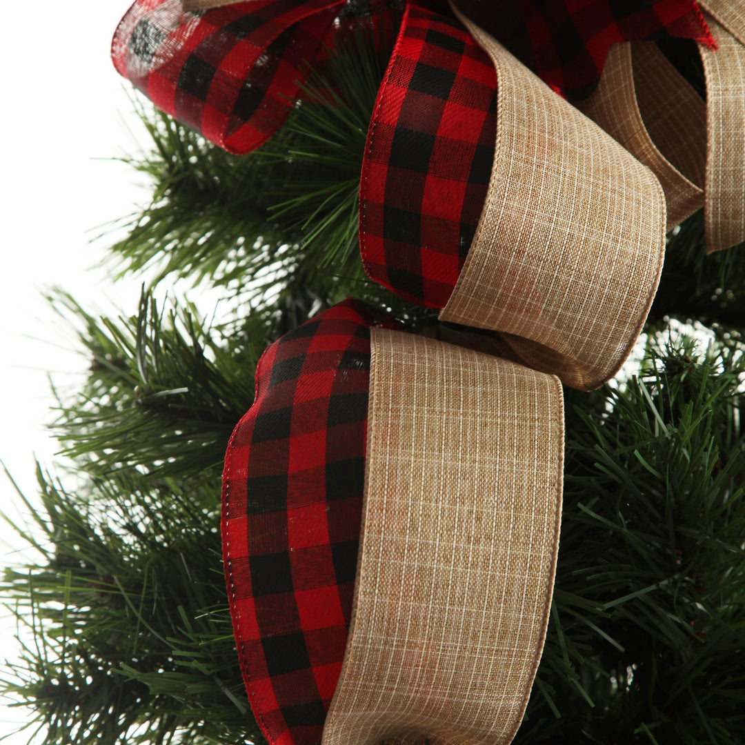 Buffalo Check Deluxe Tree Topper Bow with Streamers