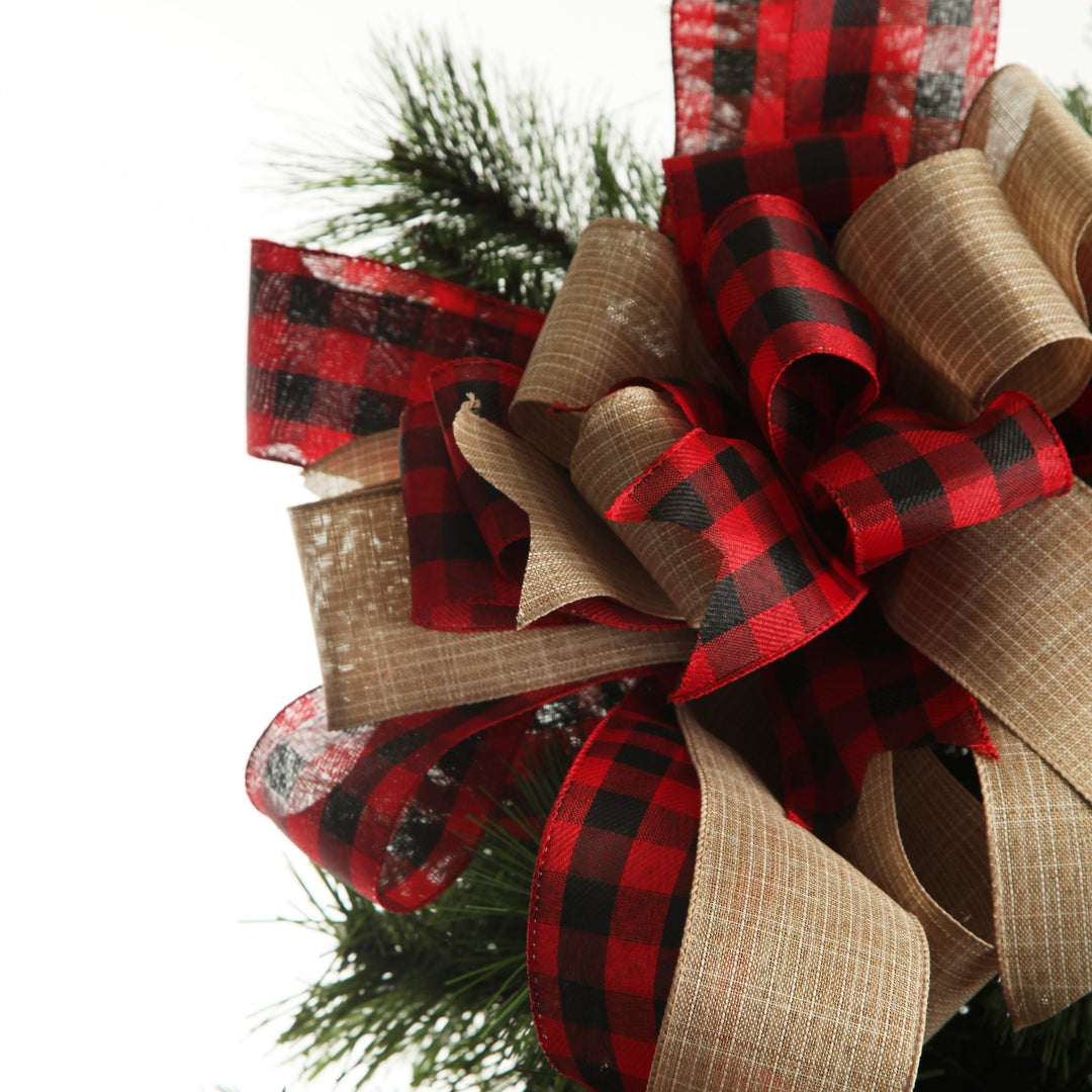 Buffalo Check Deluxe Tree Topper Bow with Streamers