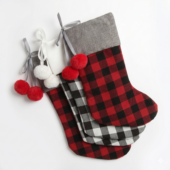 Buffalo Check Christmas Stocking - Set of 4