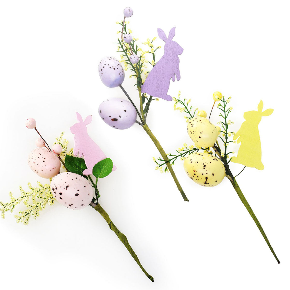 Bunny and Speckled Egg Floral Pick - Set of 2