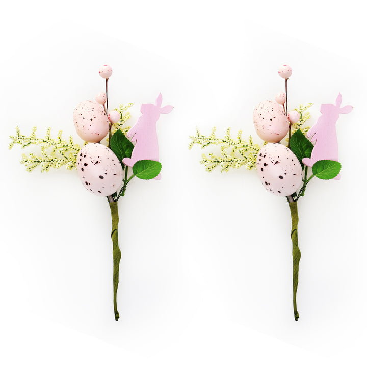 Bunny and Speckled Egg Floral Pick - Set of 2