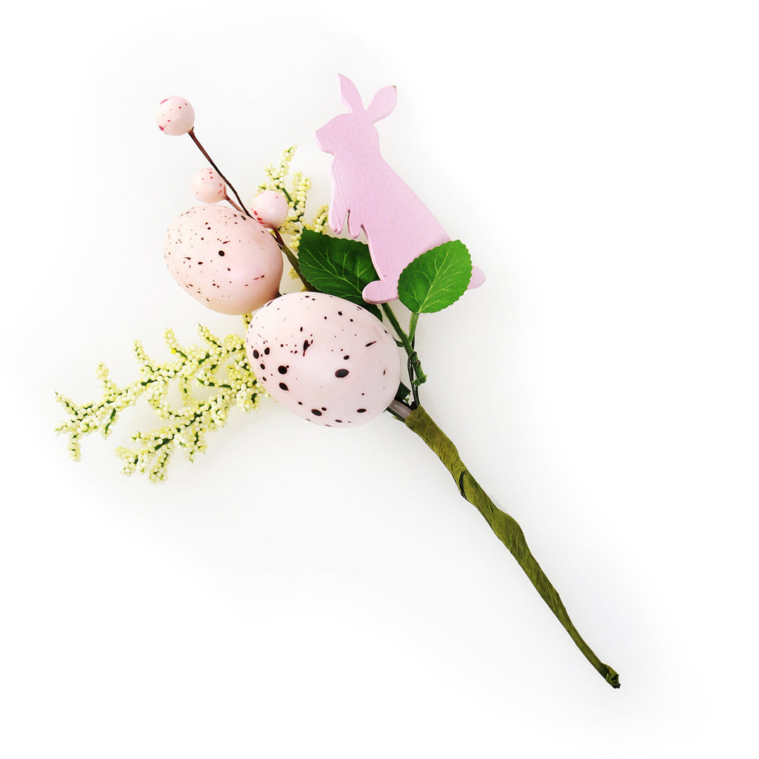 Bunny and Speckled Egg Floral Pick - Set of 2